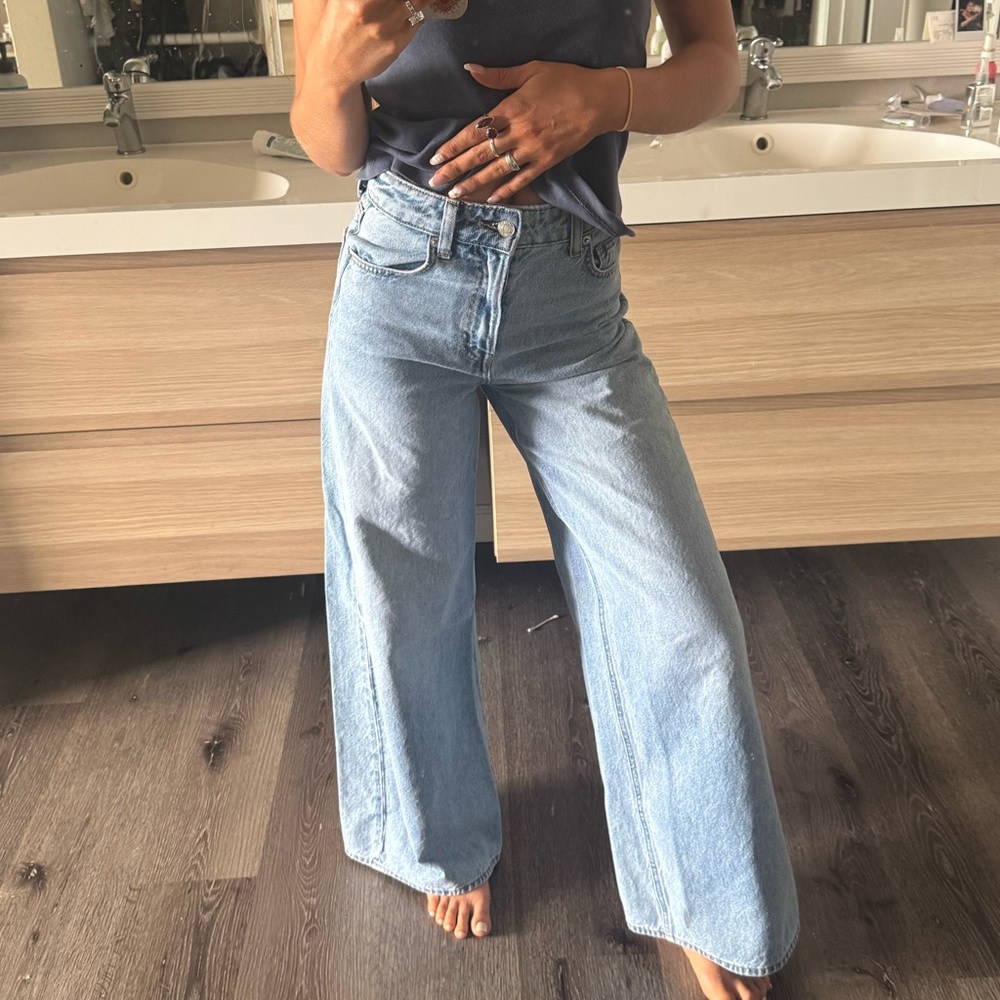 H&M Women's Light Blue Wide-Leg Jeans 0 32